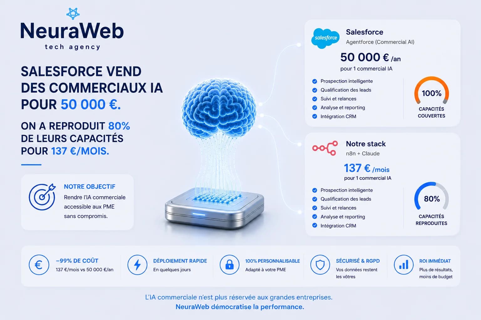 Agent IA commercial pour PME : n8n + Claude à moins de 150 €/mois